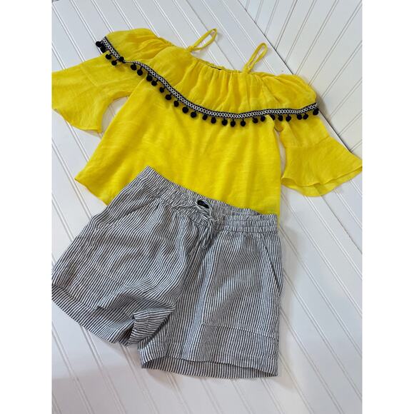 J. Crew & BCX Yellow Pom Pom Bacona Top & Striped Shorts Bundle Size XXS - Picture 1 of 9